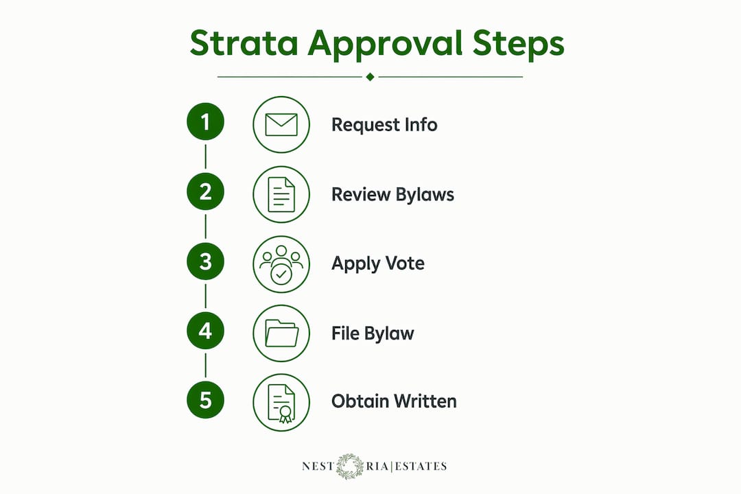 Infographic displaying strata approval process steps