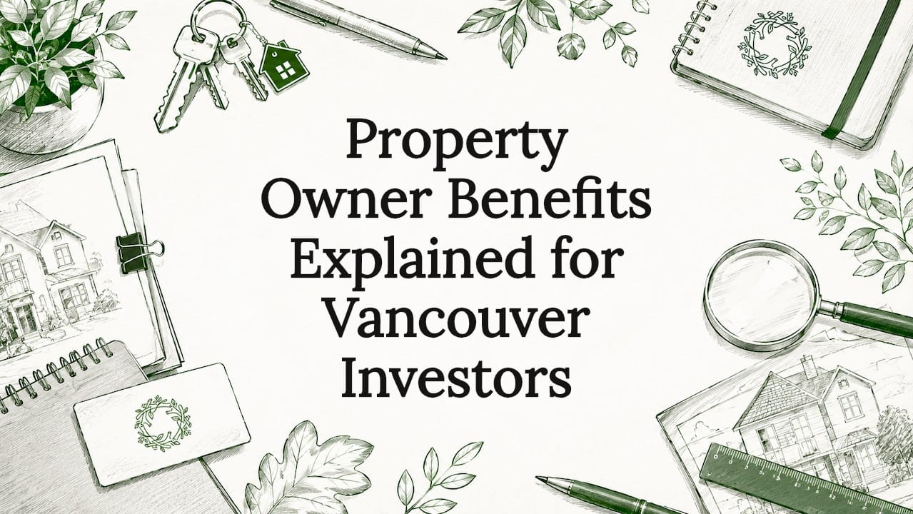 Decorative title card illustration with property and tools