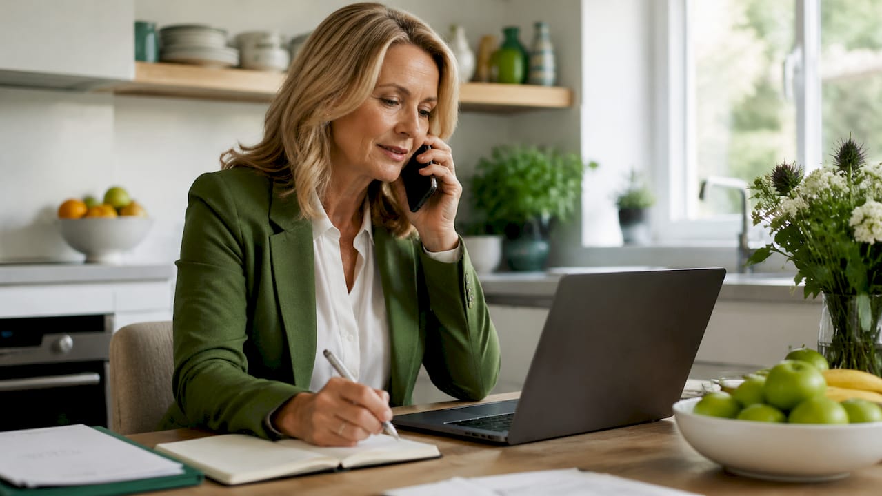 Property manager working in home office