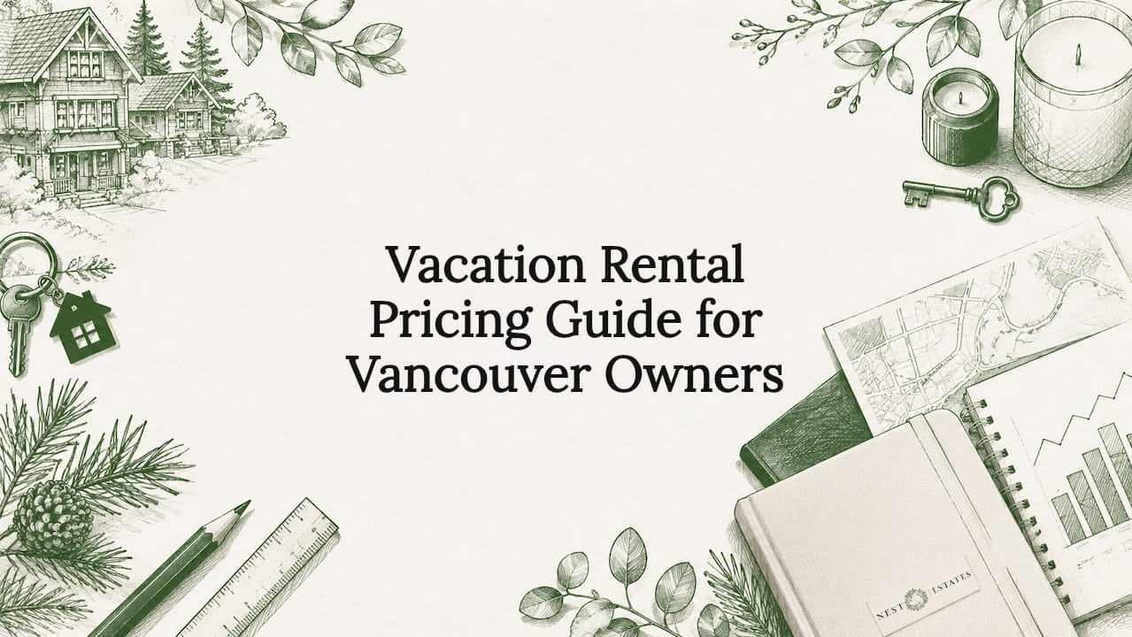 Decorative title card illustration for vacation rental pricing