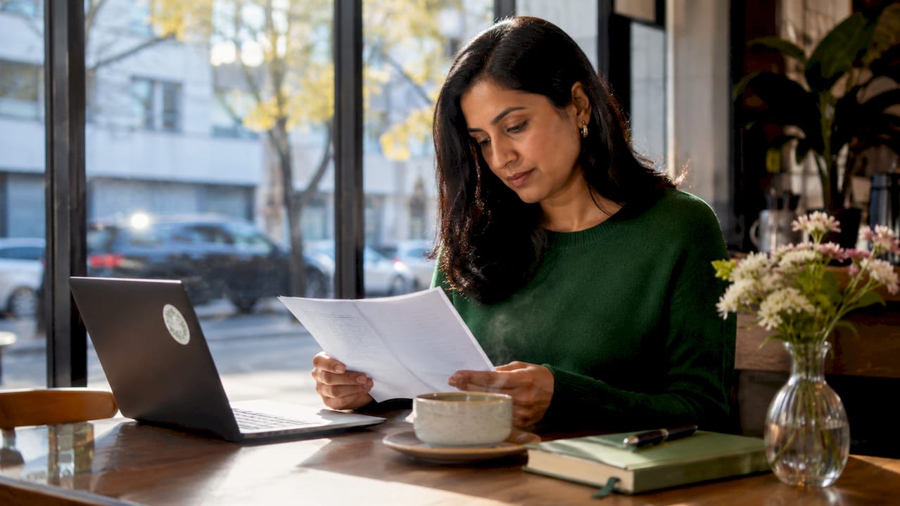 Host reviewing vacation rental bookings at desk