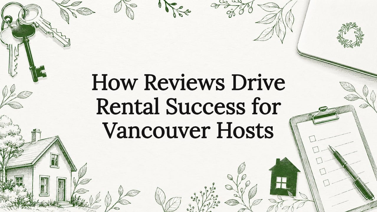 Decorative title card illustration with rental theme