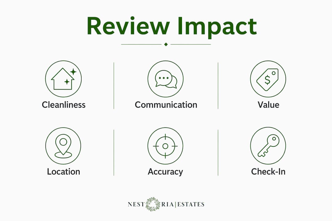 Infographic showing review subcategories impact on rental success