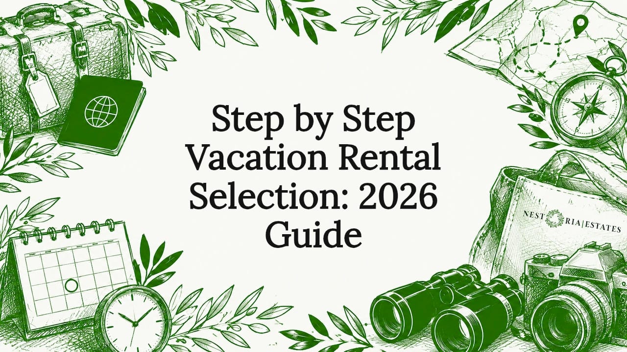 Decorative title card illustration for vacation rental guide