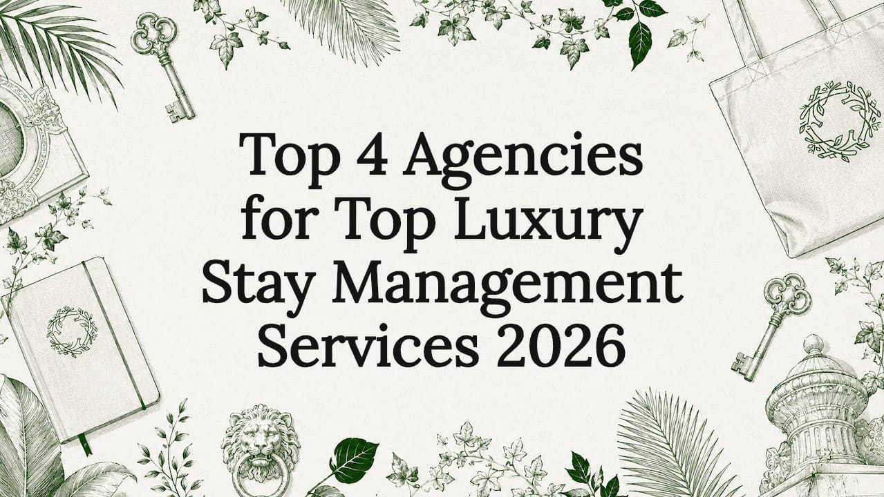 Decorative hand-drawn title card illustration for luxury stay management
