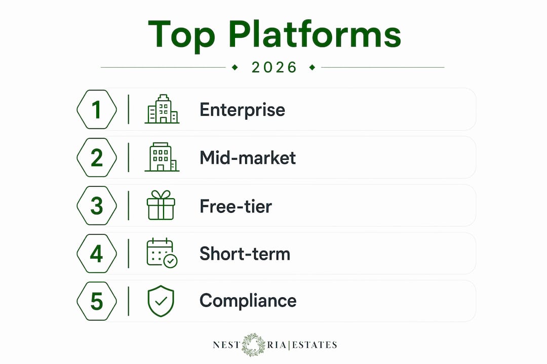 Infographic comparing top property management platforms in 2026