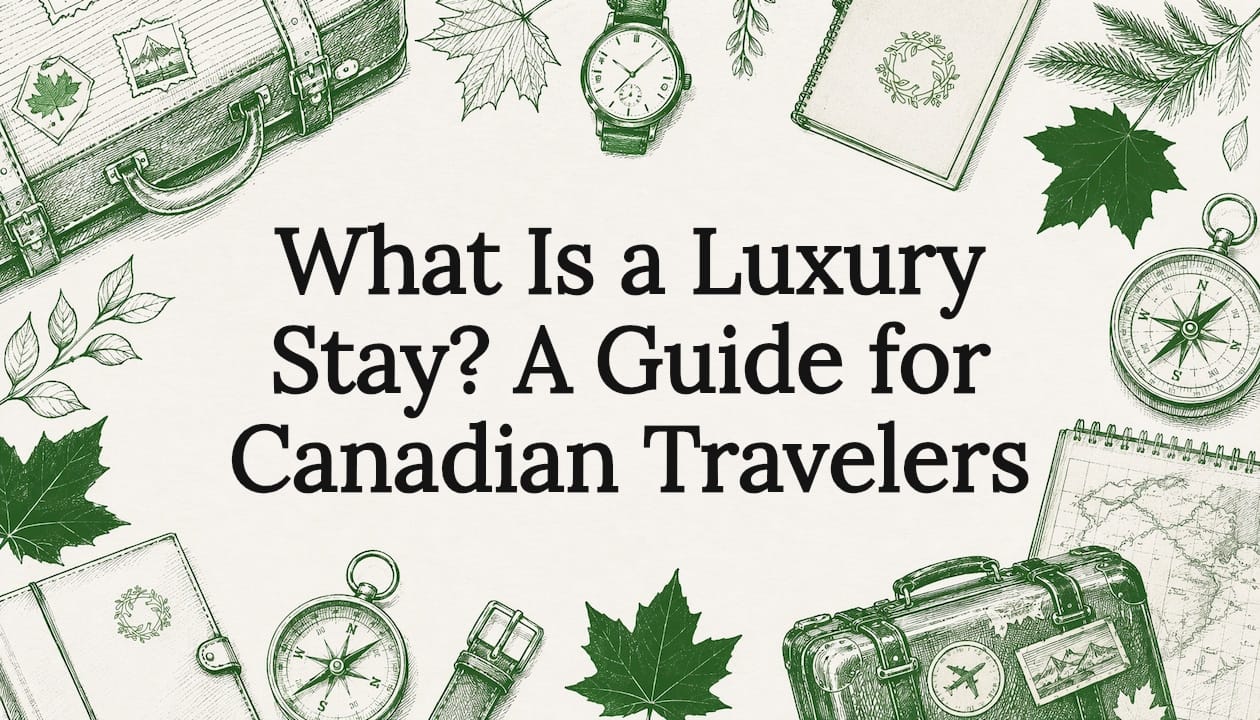 Decorative title card with travel icons