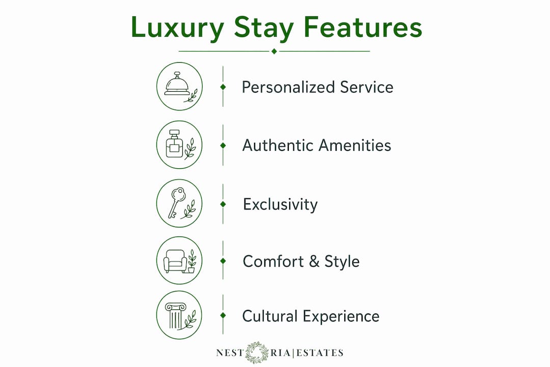 Infographic illustrating luxury stay features