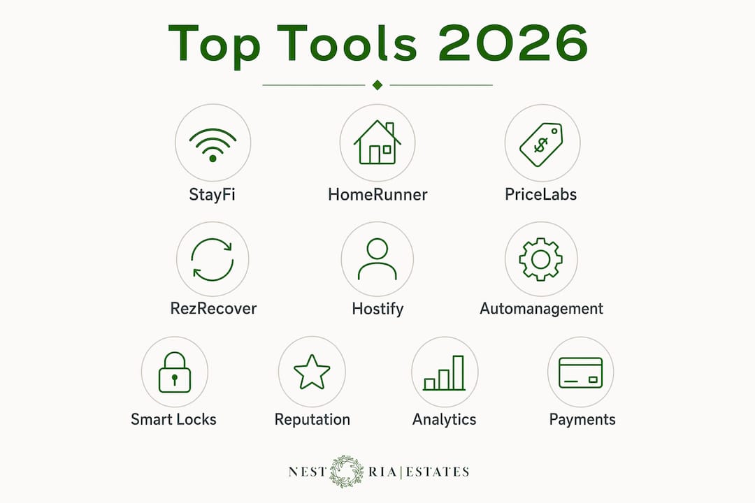 Infographic showing top luxury rental tools in vertical steps