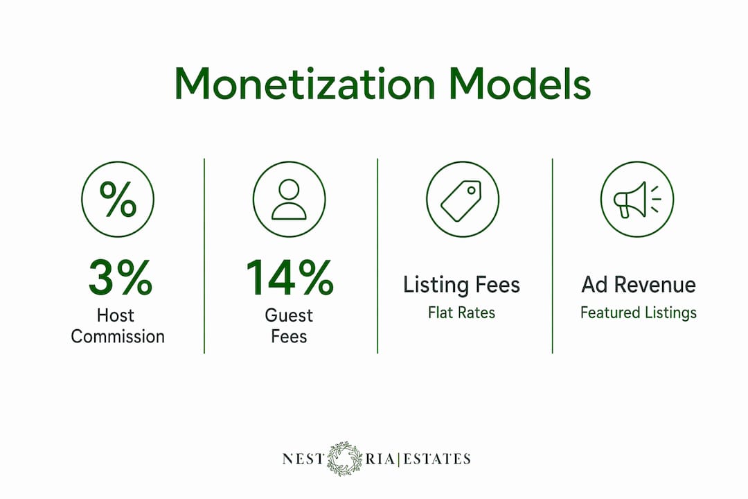 Infographic showing monetization models overview for vacation rental platforms