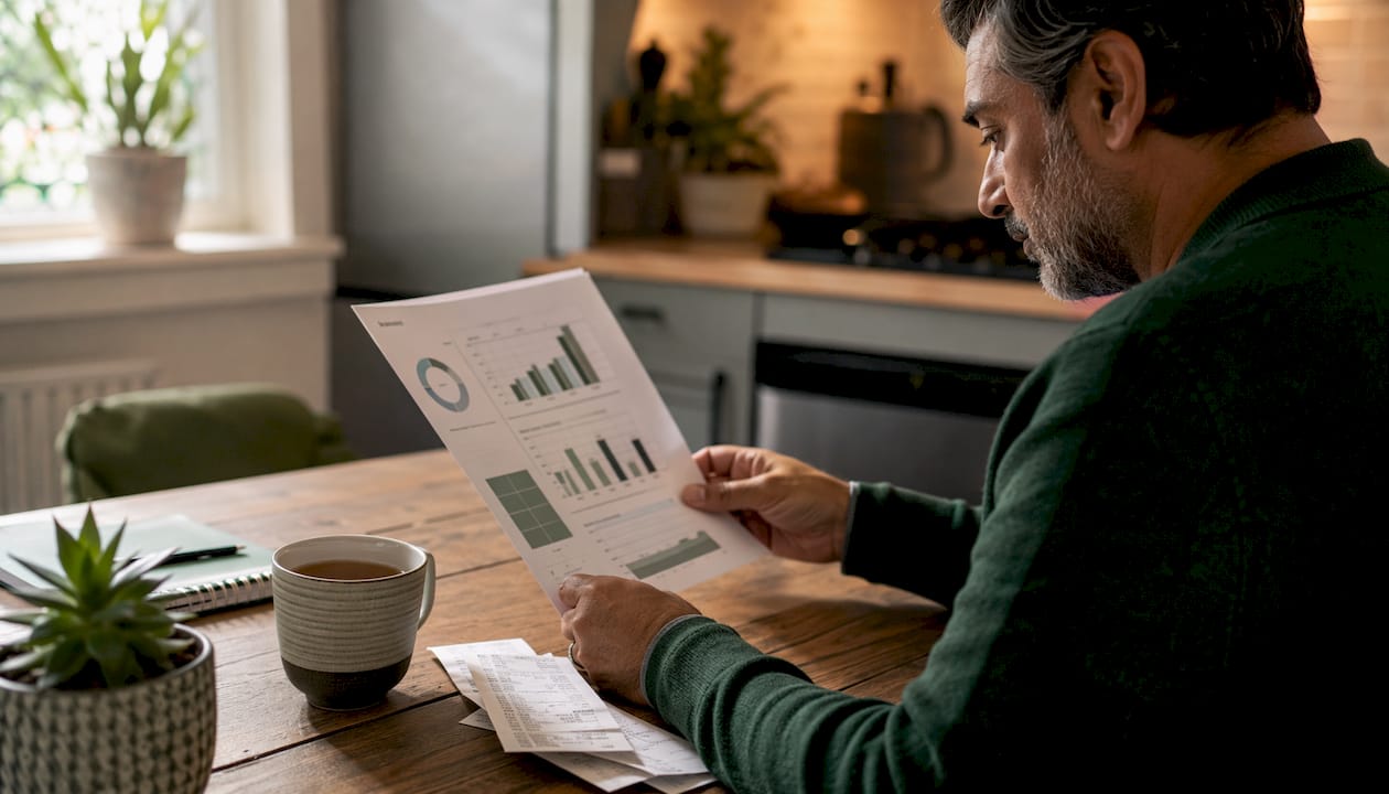 Owner reviewing Vancouver rental KPIs printed report