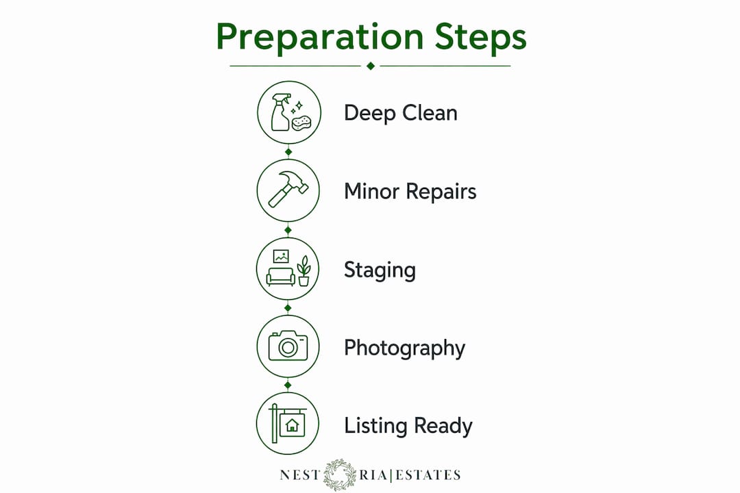Infographic showing luxury rental preparation steps