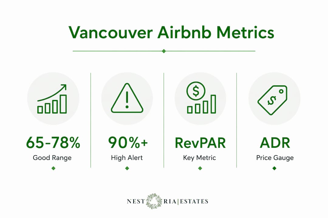 Infographic showing Airbnb occupancy and revenue metrics in Vancouver