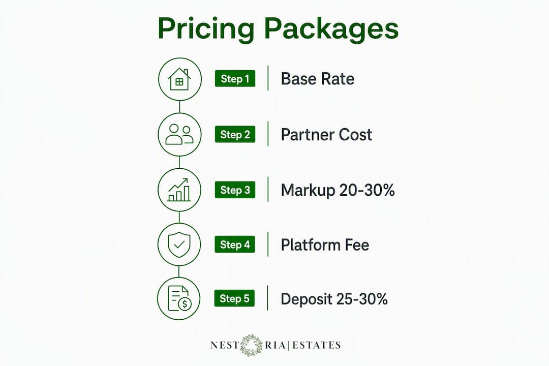 Infographic illustrating pricing steps for packages