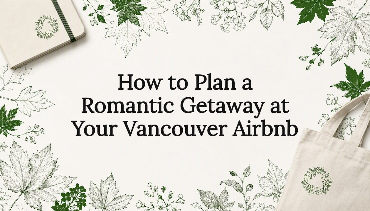 Decorative romantic getaway title card illustration