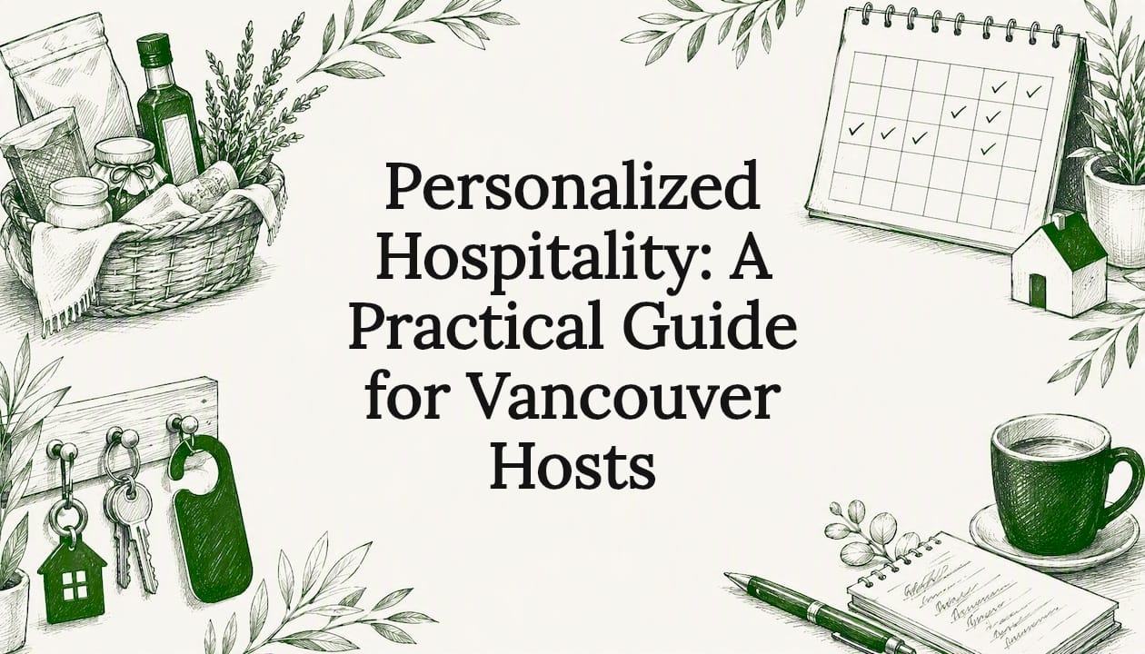 Decorative title card with hospitality icons
