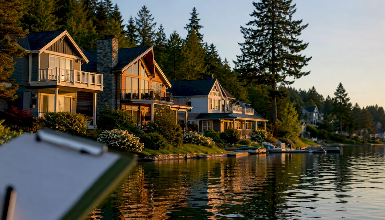 Vacation rental homes on a street for benchmarking