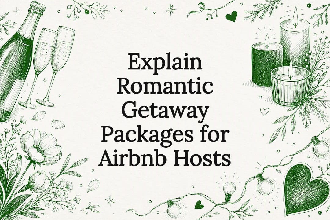 Decorative romantic getaway title card illustration
