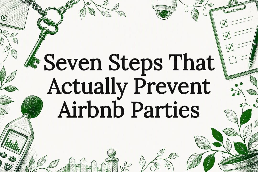 Decorative title card illustration for Airbnb party prevention article