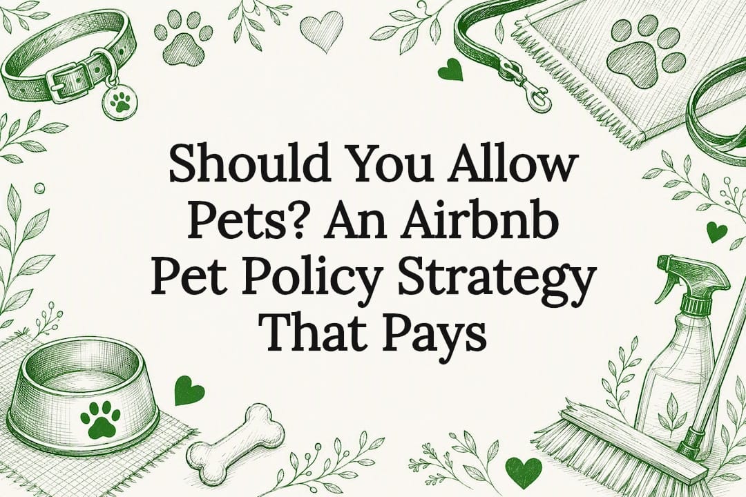 Decorative pet policy themed title card illustration