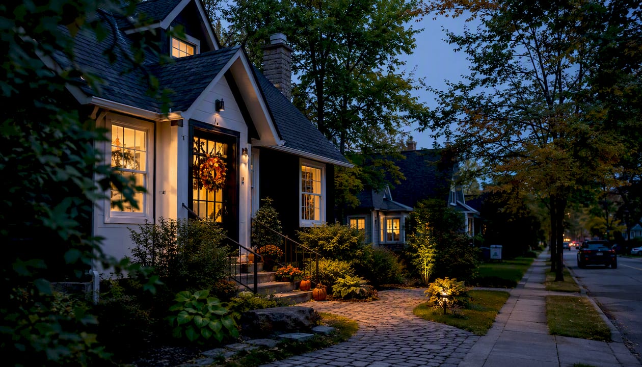 Canadian residential street with rental property