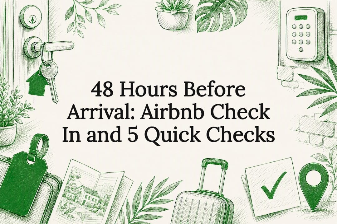 Decorative Airbnb arrival checklist title card