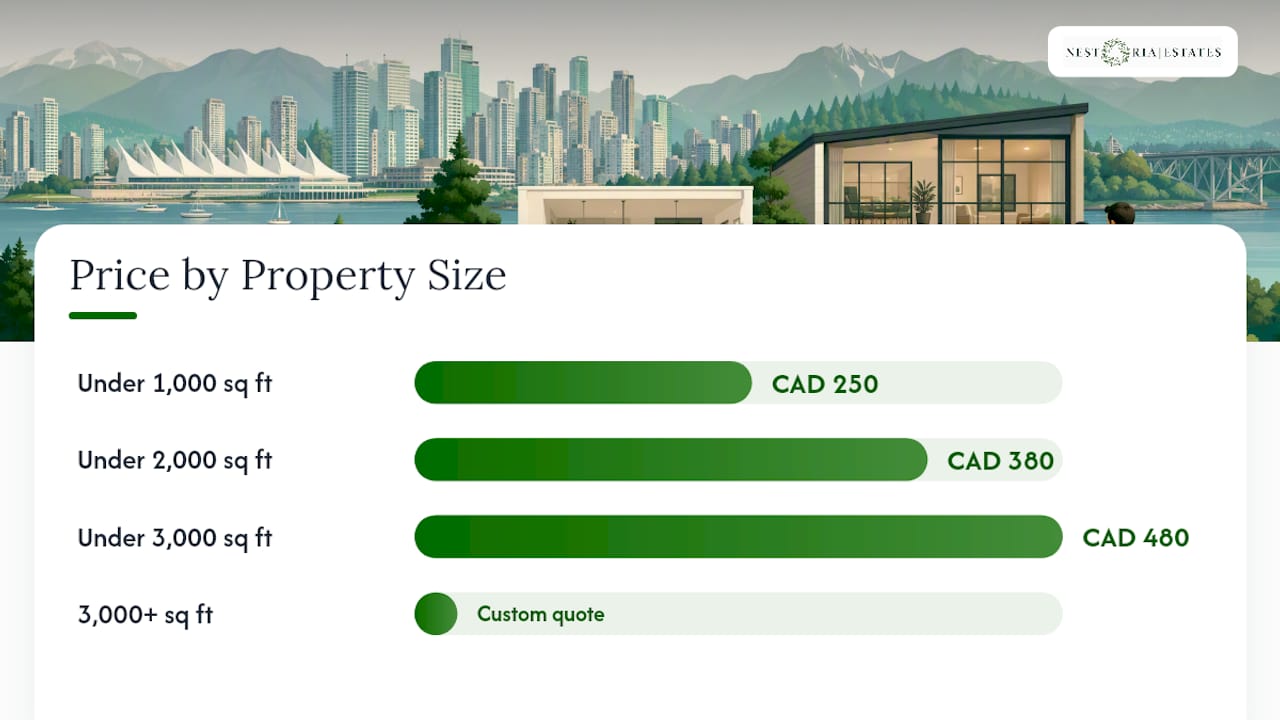 Airbnb photography prices by property size