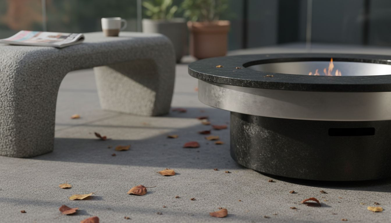 Close-up of luxury fire pit materials