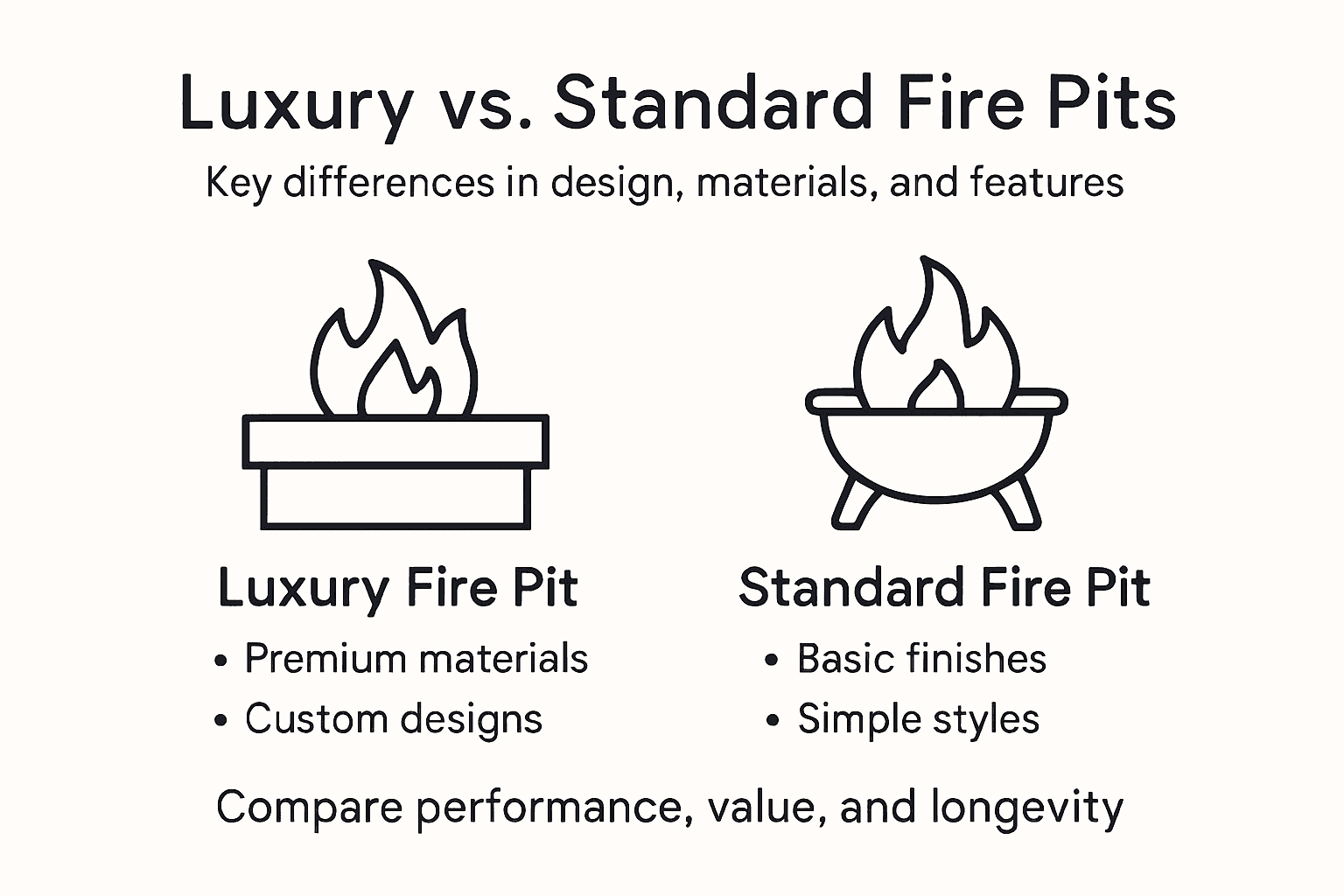 Infographic comparing luxury and standard fire pits