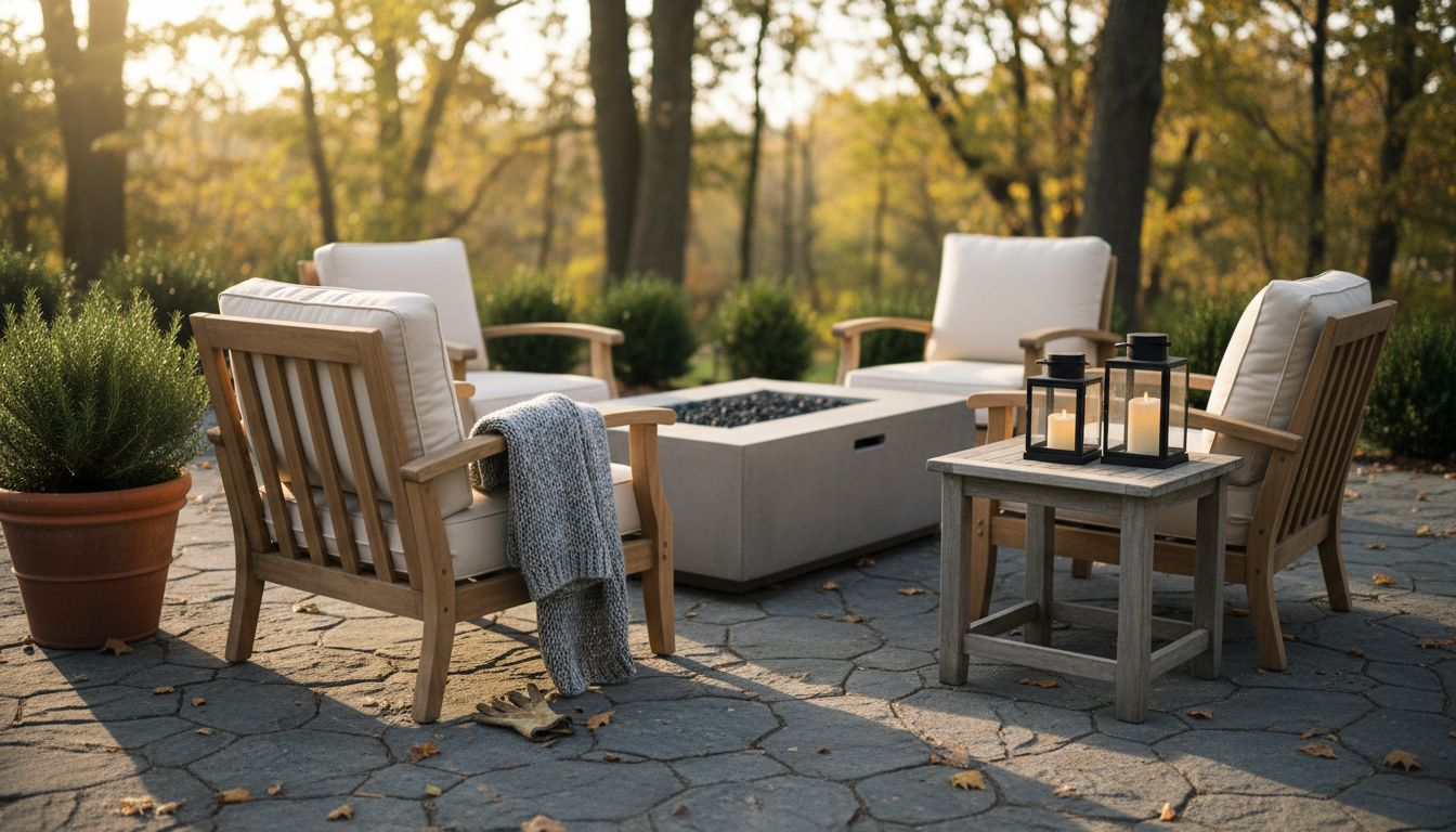 Arranging outdoor furnishings around fire pit