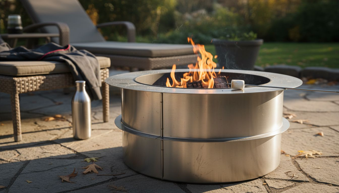 Smokeless fire pit with double-wall detail