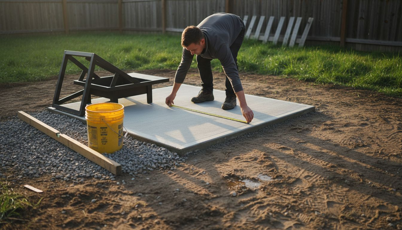 Worker checking fire table foundation prep