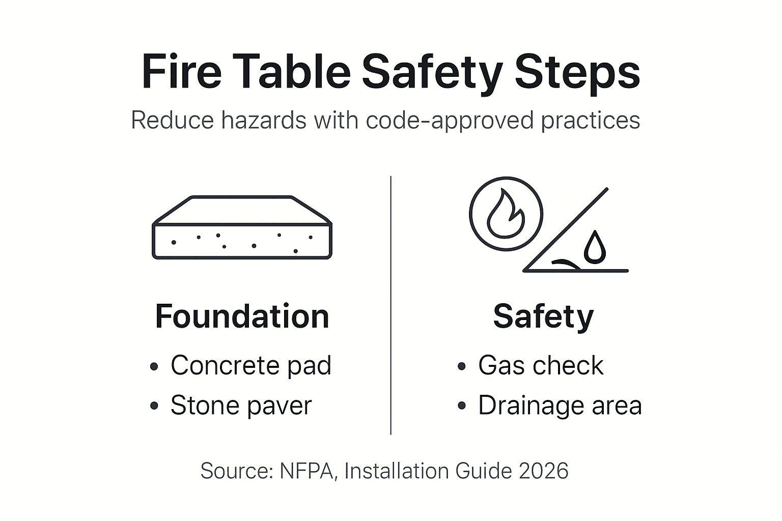 Infographic showing fire table safety steps