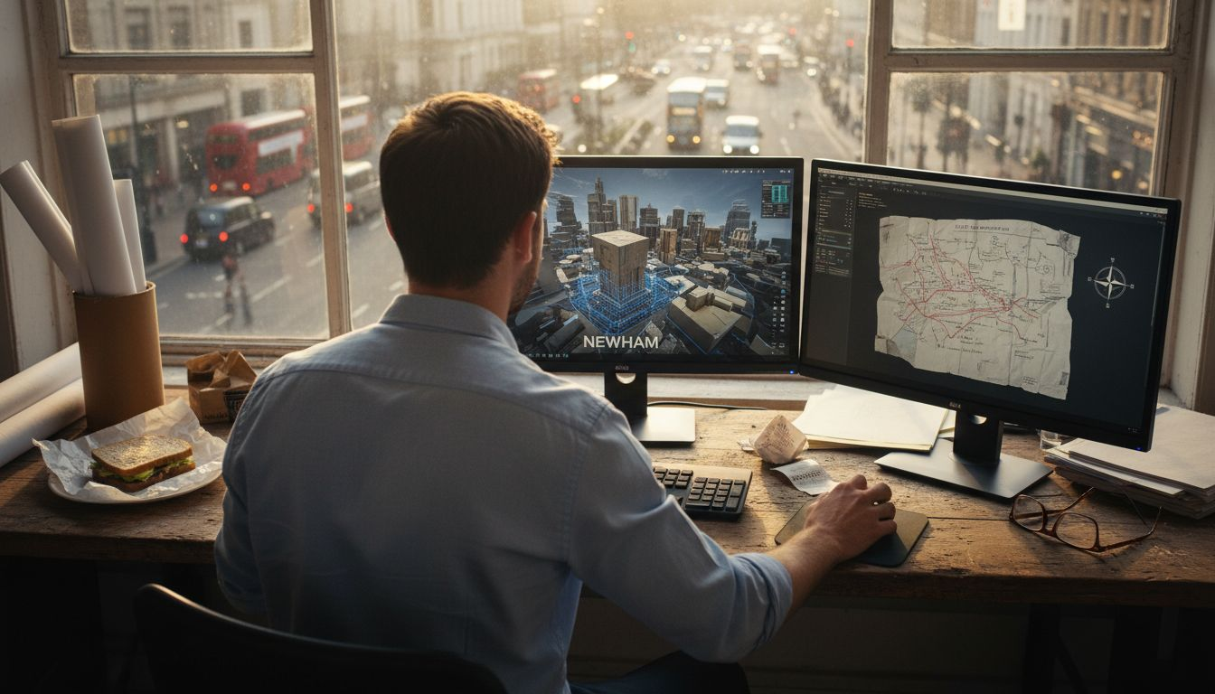 Planner working with digital 3D city model