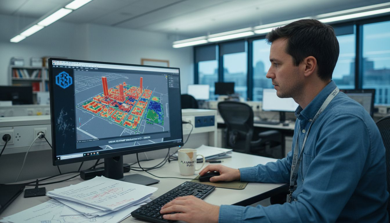 Analyst simulates urban heat on computer screen