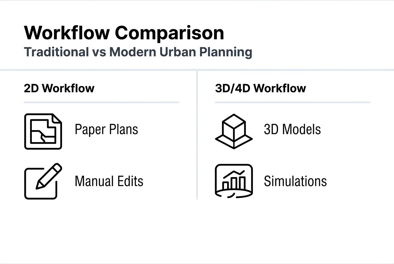 Infographic comparing traditional and modern workflows