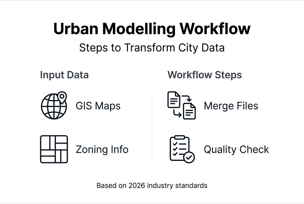 Infographic outlining urban modelling workflow steps