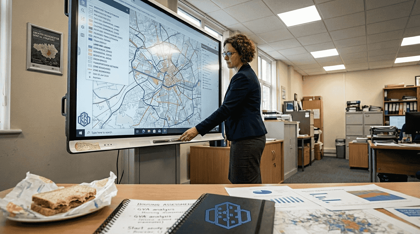 Planner using digital whiteboard GIS data