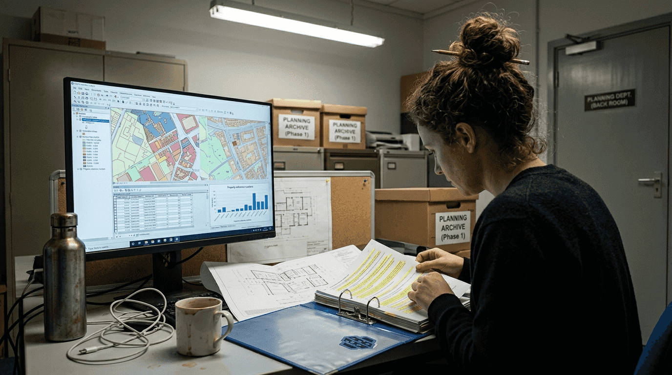 Urban GIS analyst integrating planning data