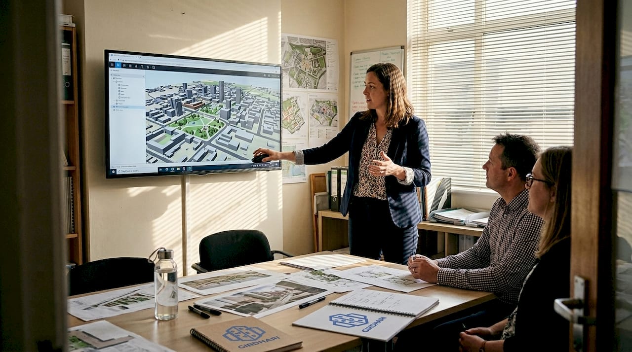 Planner presents immersive 3D city model to team