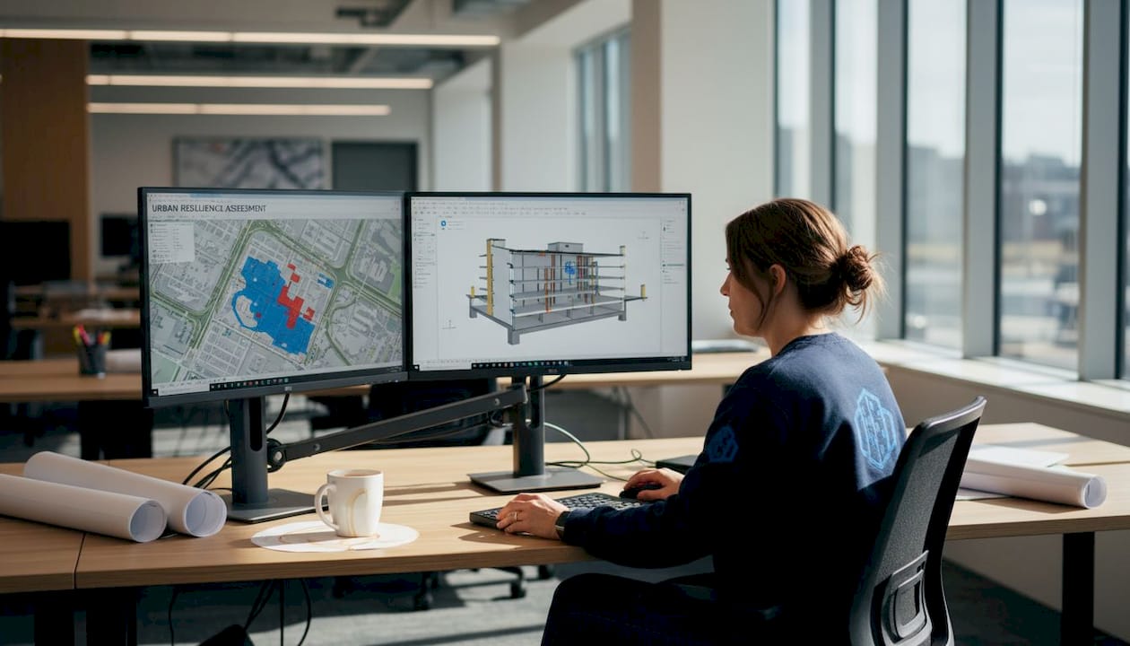 Analyst comparing GIS BIM urban data