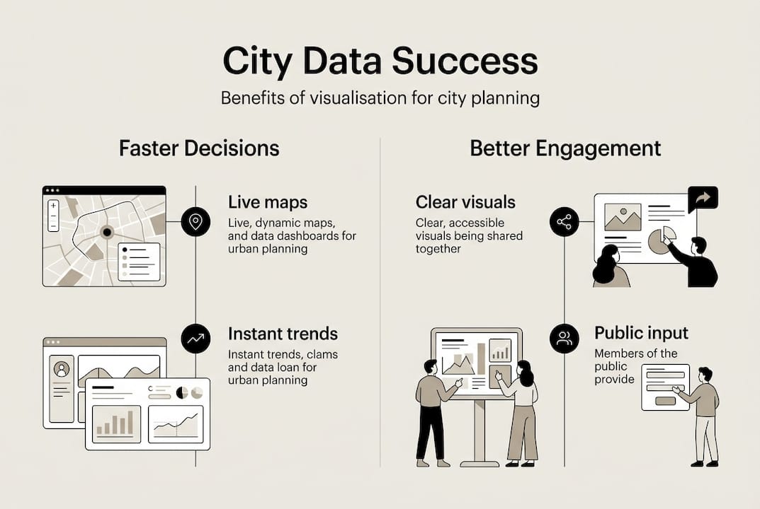 Infographic city planning visualisation key benefits