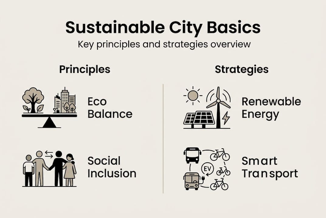 Infographic showing basic sustainable city principles
