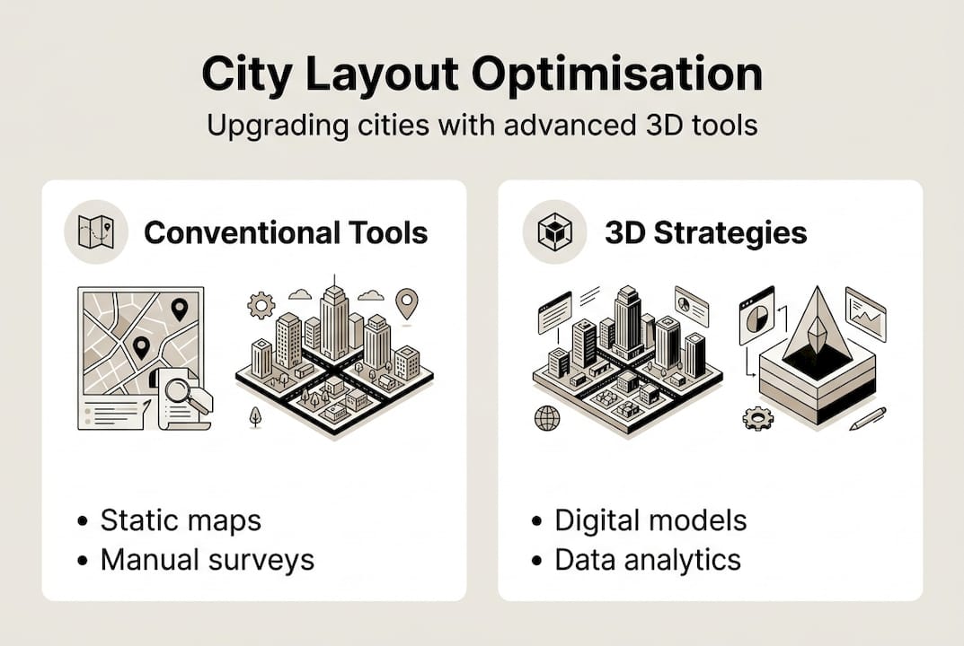 Infographic overview of city optimisation methods