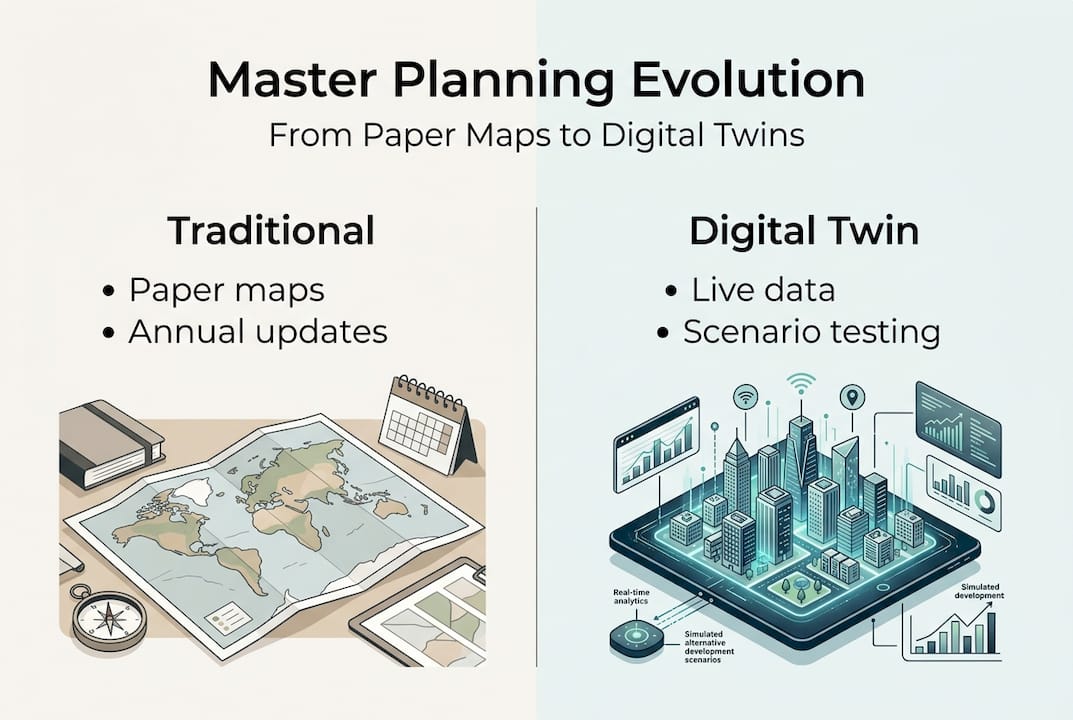 Infographic showing master planning evolution