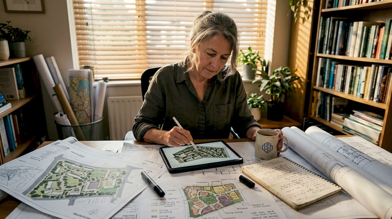 Urban planning masterplan review workspace