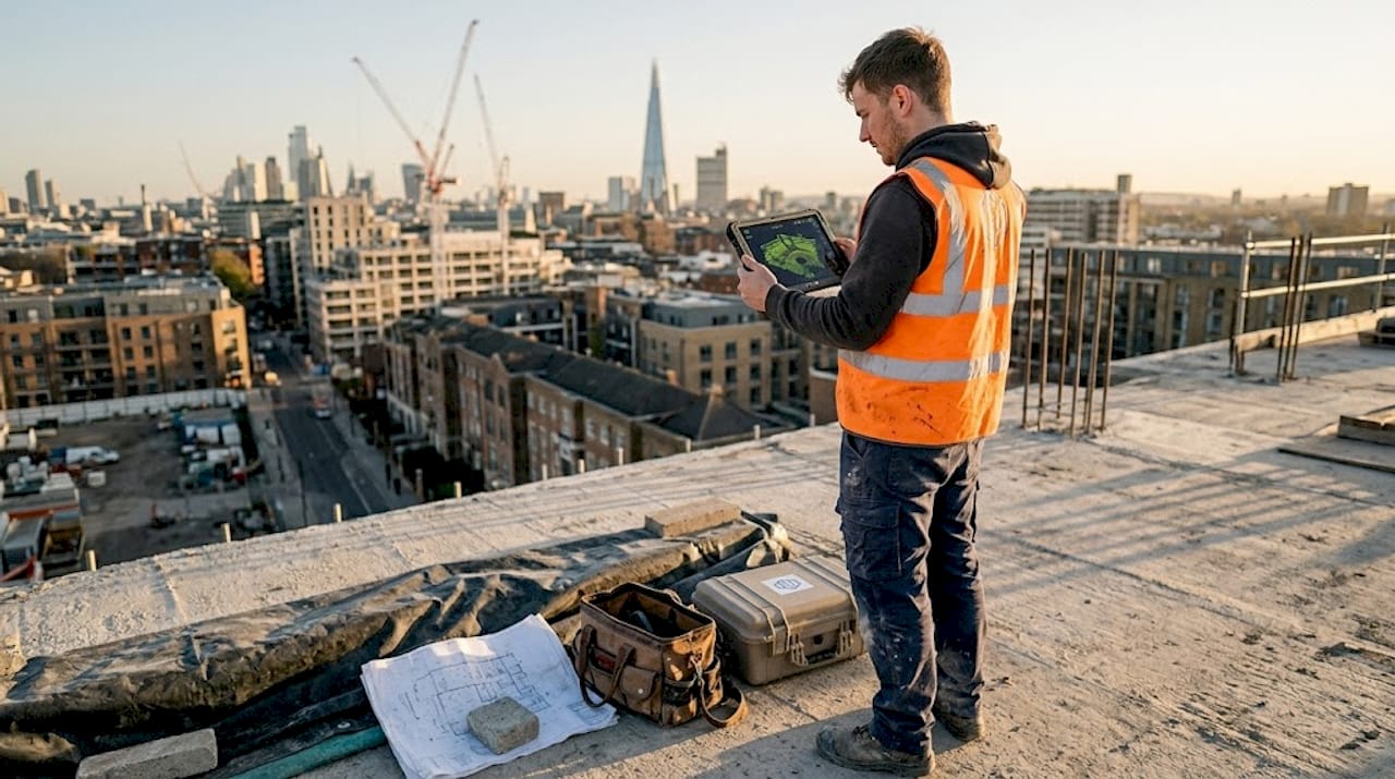 Drone operator scanning site with LiDAR