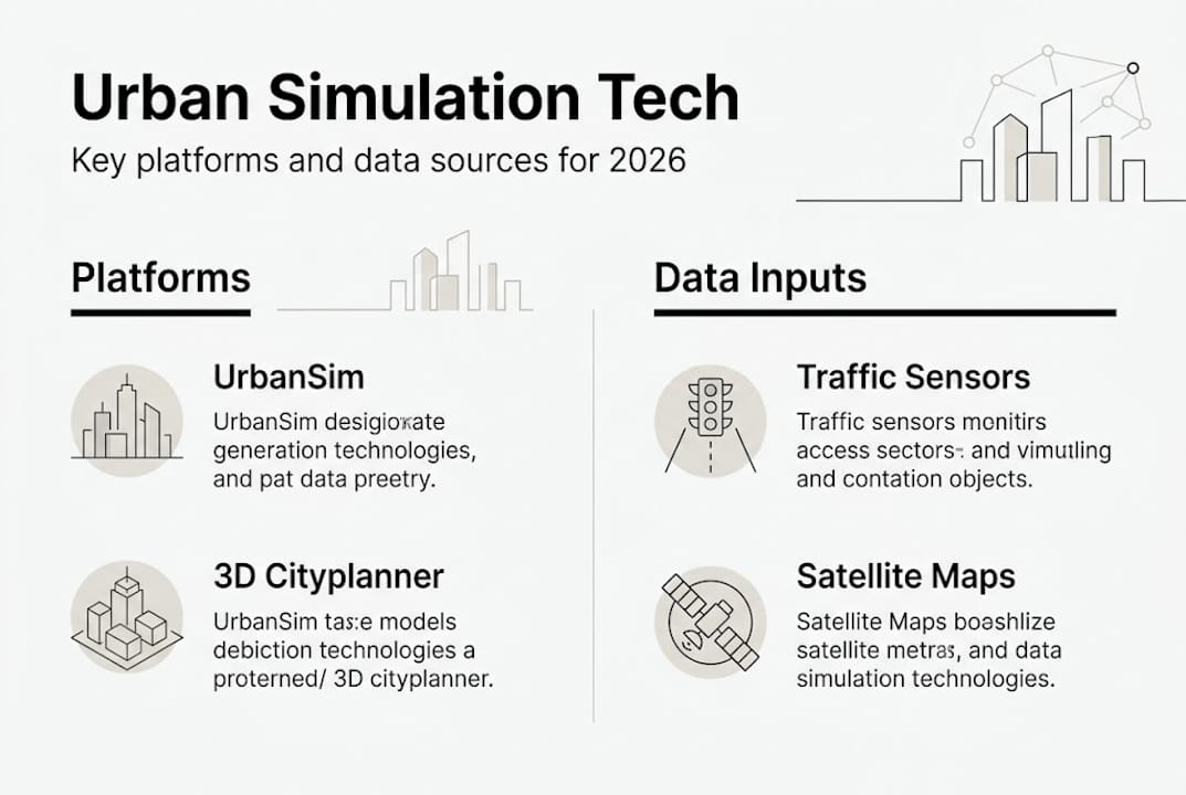 Infographic showing urban simulation tech platforms