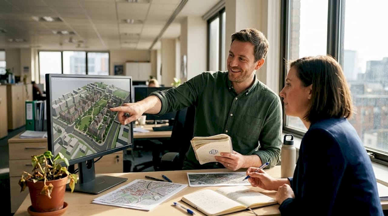 Planner demonstrating BIM project simulation