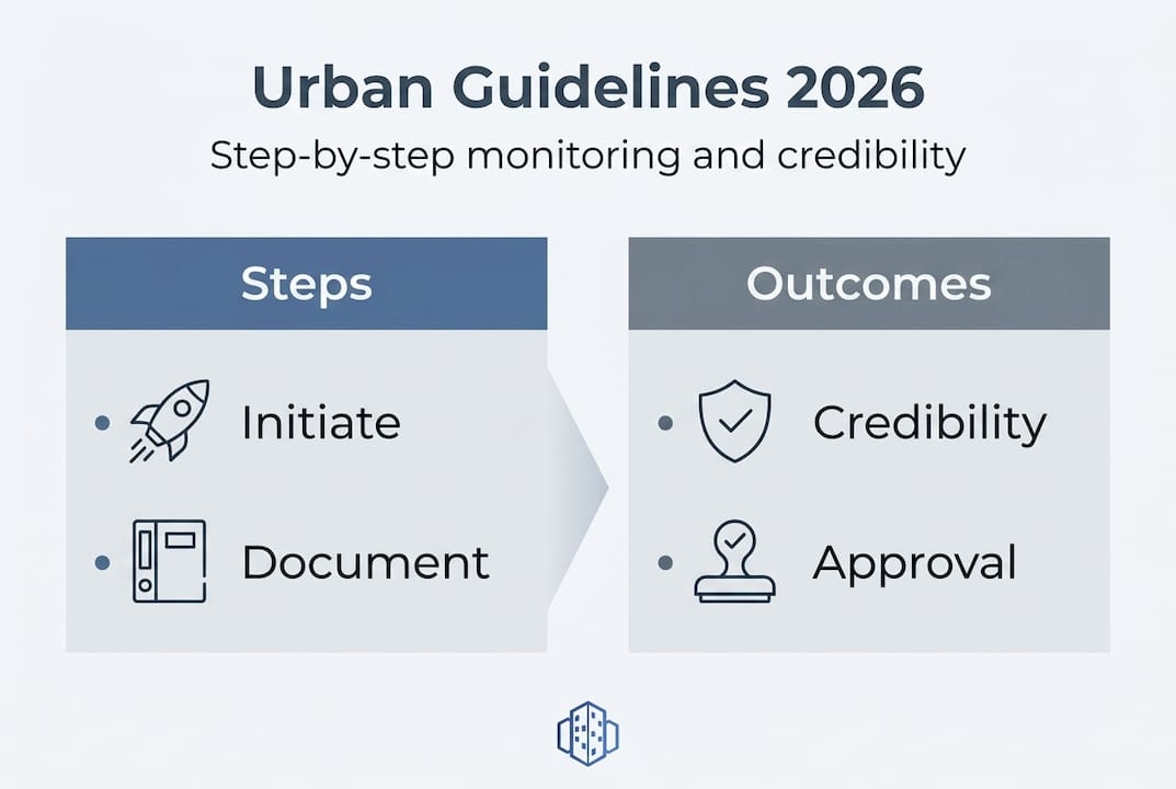 Infographic showing urban guideline process steps and outcomes